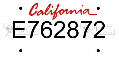 E762872 California License Plate