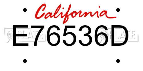 E76536D California License Plate