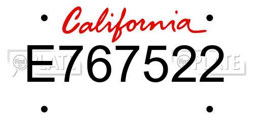E767522 California License Plate