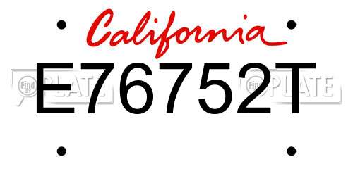 E76752T California License Plate