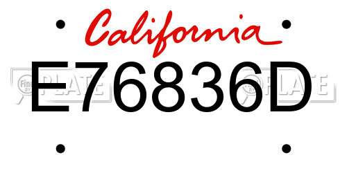 E76836D California License Plate