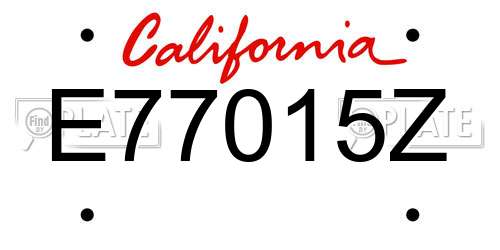 E77015Z California License Plate