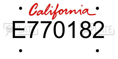 E770182 California License Plate