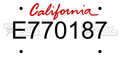 E770187 California License Plate