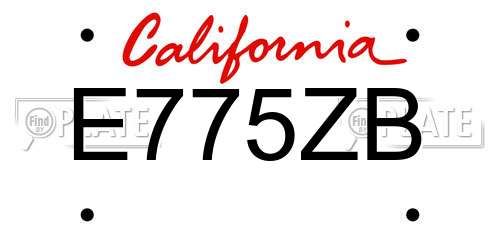 E775ZB California License Plate