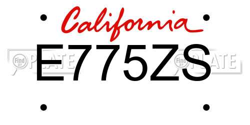 E775ZS California License Plate