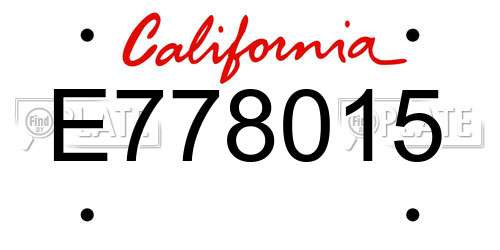E778015 California License Plate