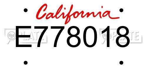 E778018 California License Plate