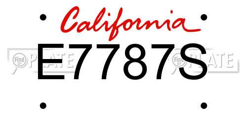 E7787S California License Plate