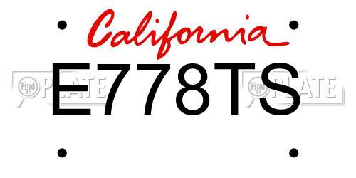 E778TS California License Plate