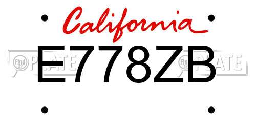 E778ZB California License Plate