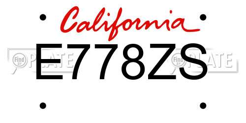 E778ZS California License Plate