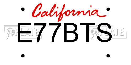E77BTS California License Plate