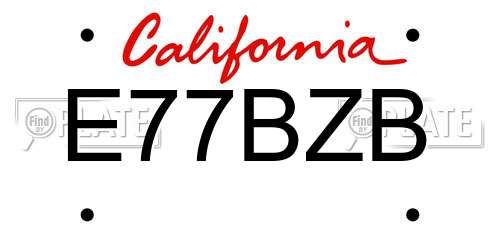 E77BZB California License Plate