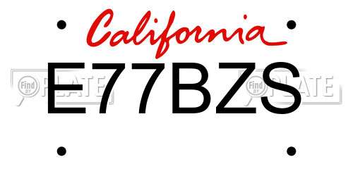 E77BZS California License Plate