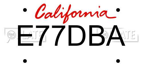 E77DBA California License Plate
