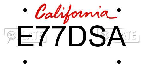 E77DSA California License Plate