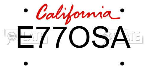 E77OSA California License Plate