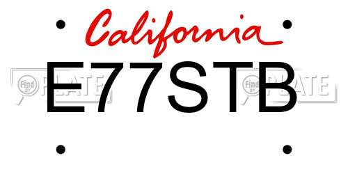 E77STB California License Plate