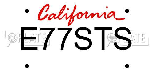 E77STS California License Plate