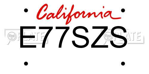 E77SZS California License Plate