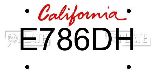 E786DH California License Plate