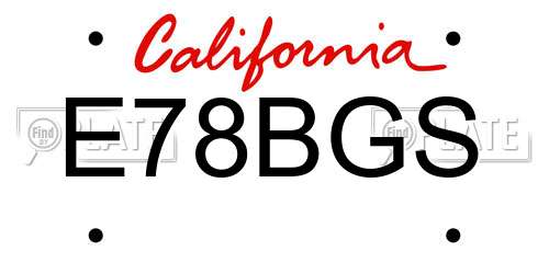 E78BGS California License Plate