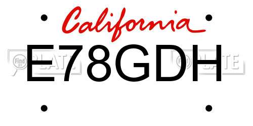 E78GDH California License Plate