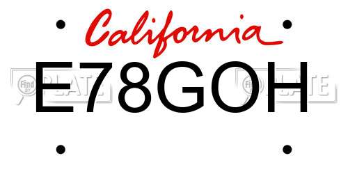 E78GOH California License Plate