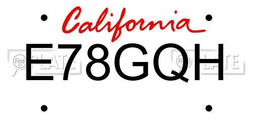 E78GQH California License Plate