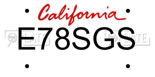 E78SGS California License Plate