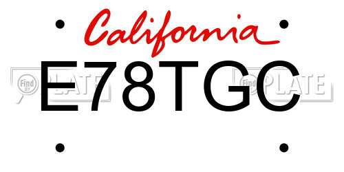 E78TGC California License Plate