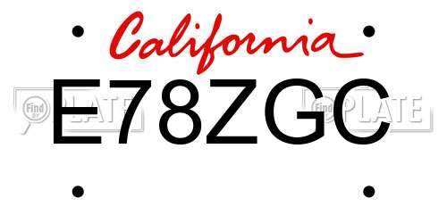 E78ZGC California License Plate