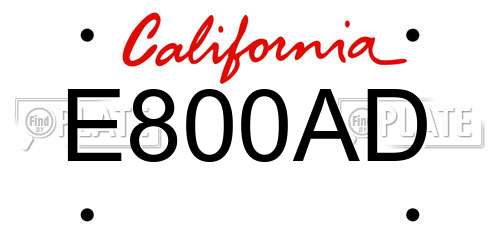 E800AD California License Plate