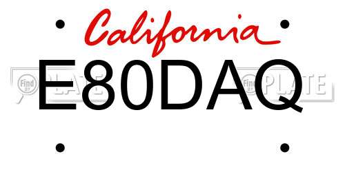 E80DAQ California License Plate