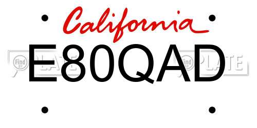 E80QAD California License Plate
