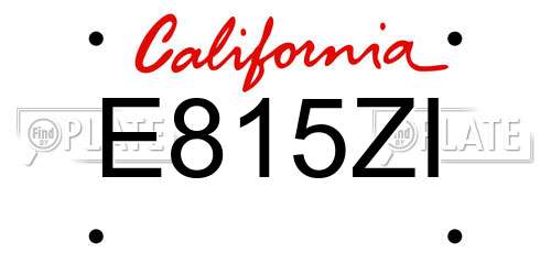 E815ZI California License Plate