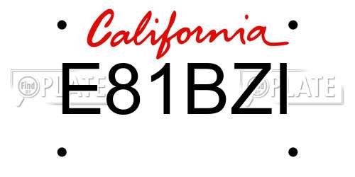 E81BZI California License Plate