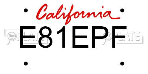 E81EPF California License Plate