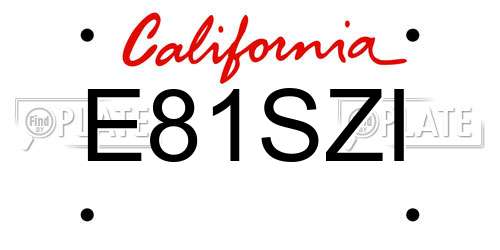 E81SZI California License Plate