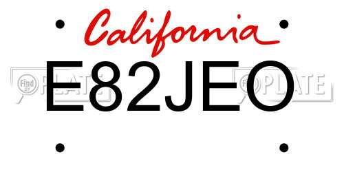 E82JEO California License Plate