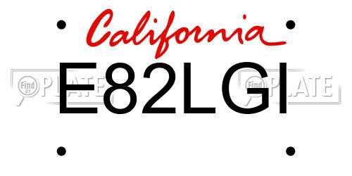 E82LGI California License Plate