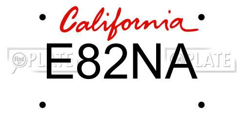 E82NA California License Plate