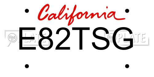 E82TSG California License Plate