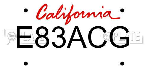E83ACG California License Plate