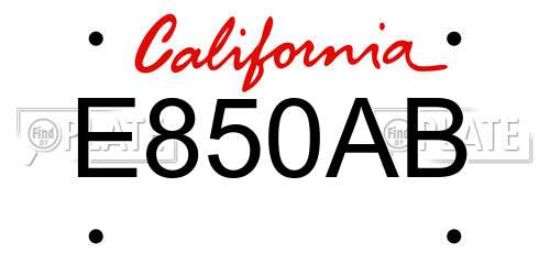 E850AB California License Plate