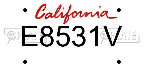 E8531V California License Plate