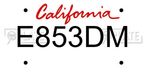 E853DM California License Plate