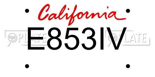 E853IV California License Plate