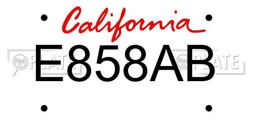 E858AB California License Plate